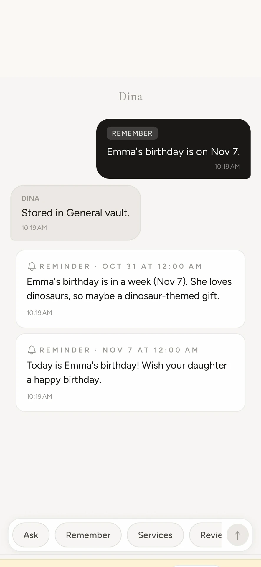A remembered date turns into automatic reminders